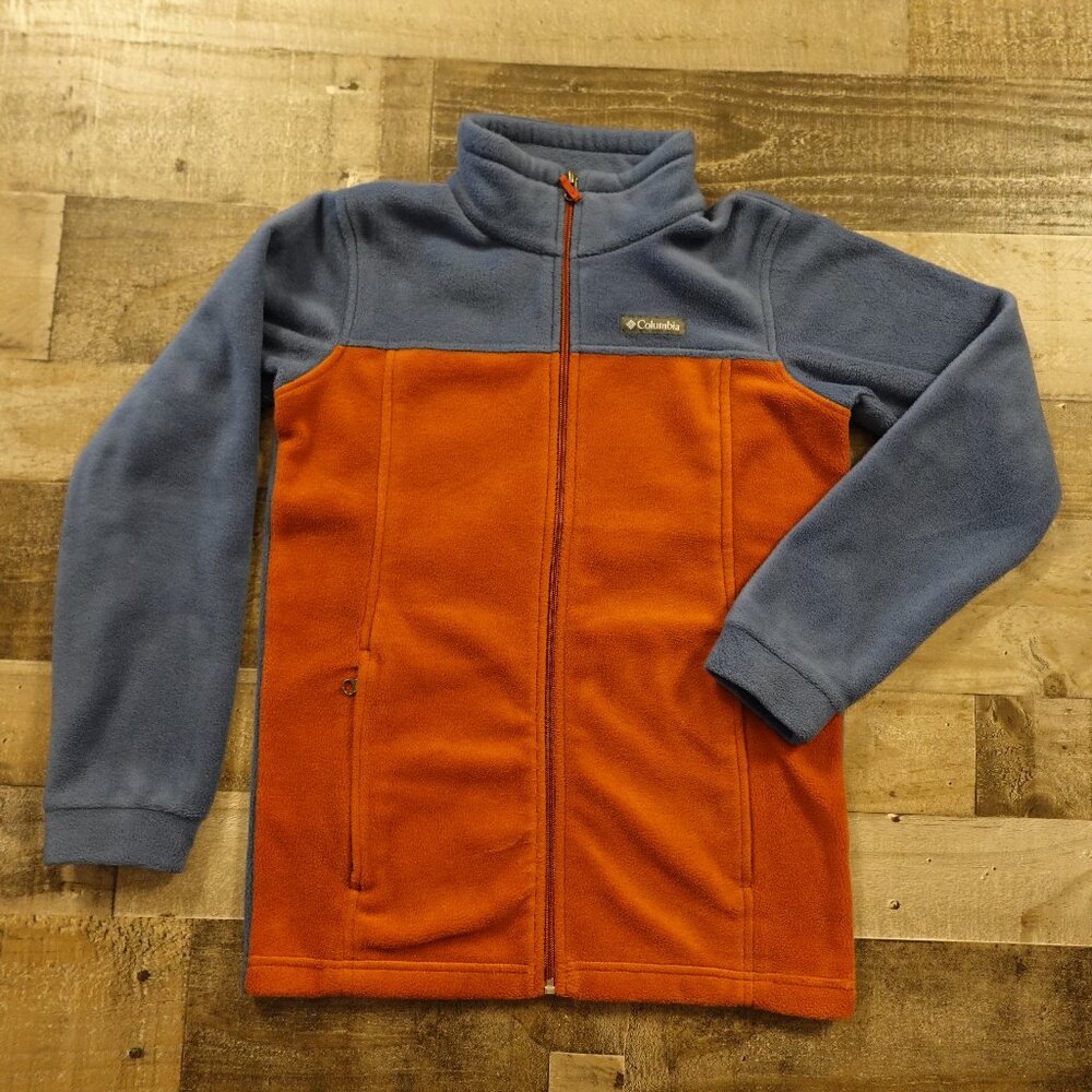 Columbia Steens Mountain Fleece‎ Jacket Kids L (14/16) Blue/Orange Full-Zip